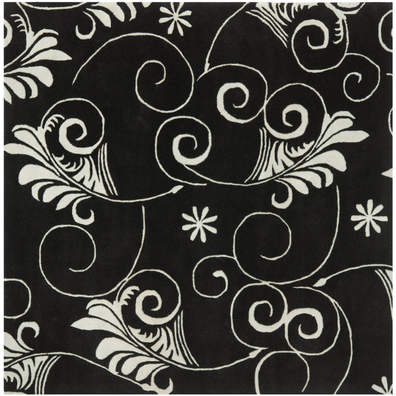 Avayah Soho Hand Tufted Wool Floral Rug, Square 6'