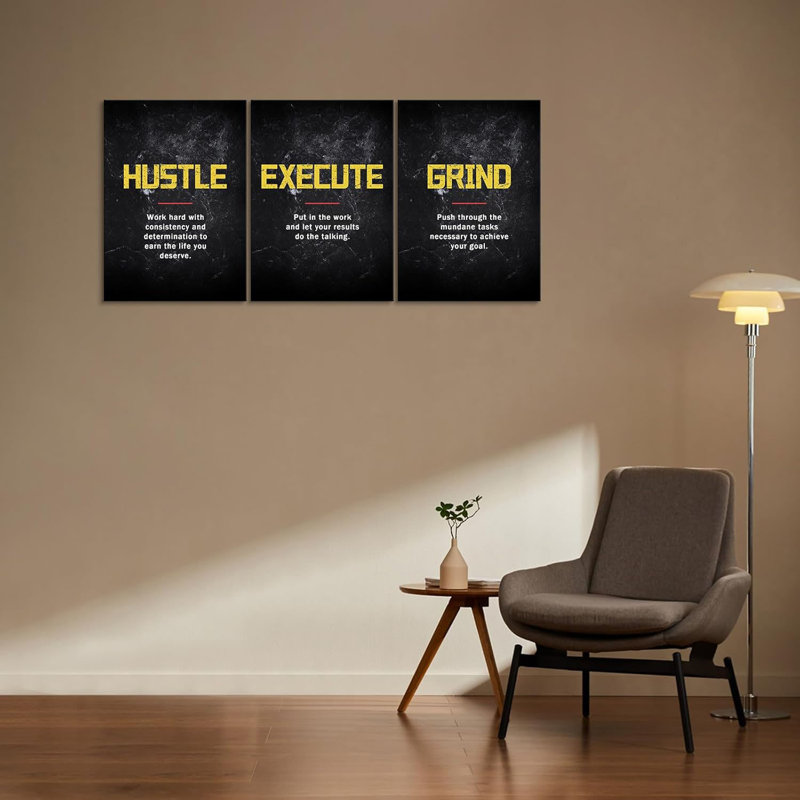 Motivation Wall Art - Grind Hustle Execute Inspirational Wall Art