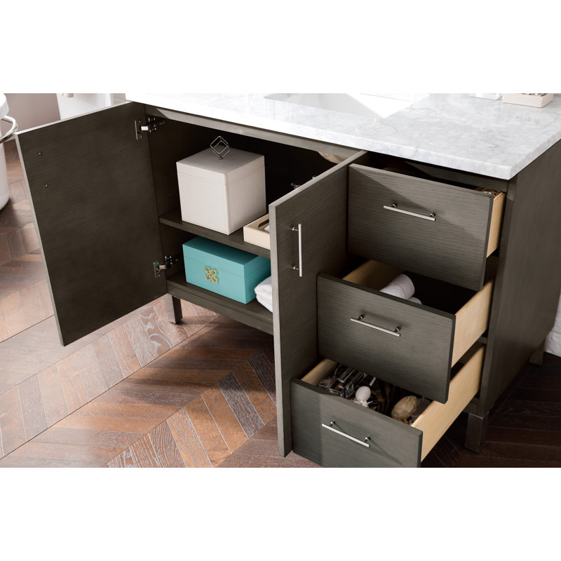 Dodie 48'' W Single Vanity, Silver Oak, Carrara White