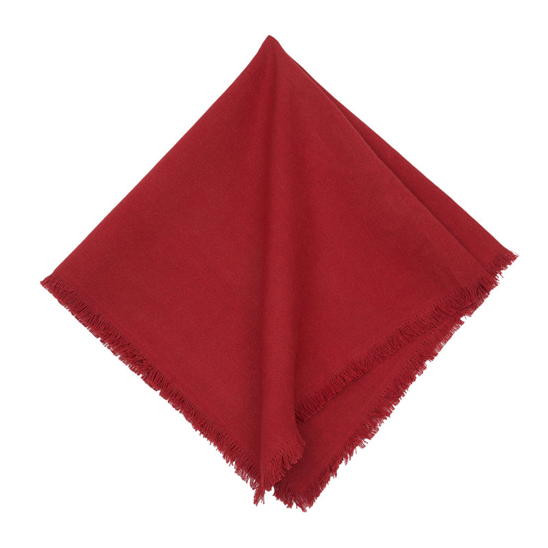 Frayed Cherry Napkin Set of 6, Red