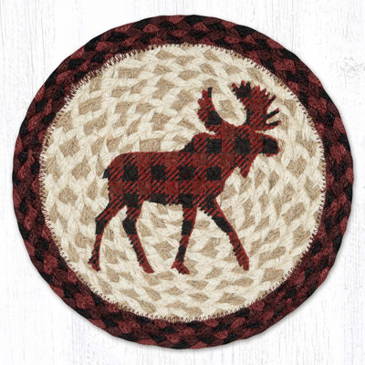  Country Rustic Red Plaid Moose Printed Round Trivet – 10" Hot Plate Mat