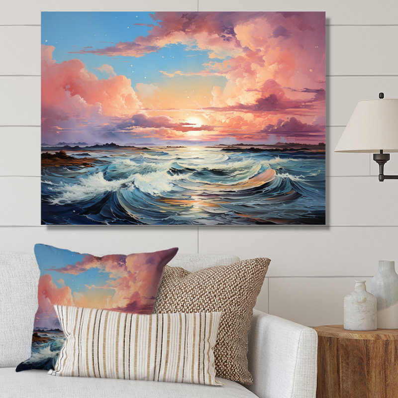 Coastal Sky Infinite Azure Patchwork I - Décoration murale nautique et plage, H 24 po x l 32 po x P 1 po, Toile tendue
