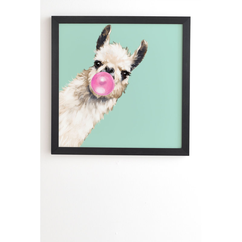 «Bubble Gum Snea Llama Green» par Big Nose Works - impression, H 20 po x l 20 po x P 2 po, Armature en bambou, Pas de tapis