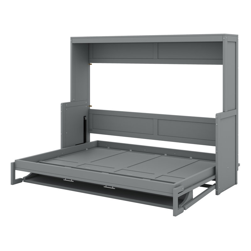 Mihoko Murphy Bed Cabinet with Display Shelf, Gray, Full