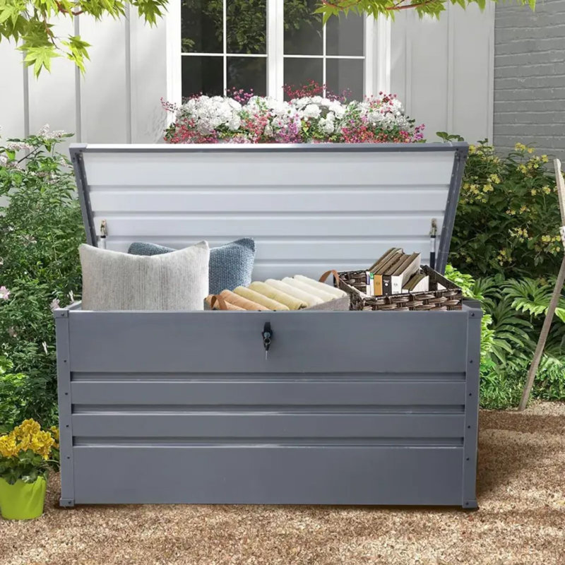 Dakota Fields 62cm W 580L Stainless Steel Lockable Deck Box in Silver