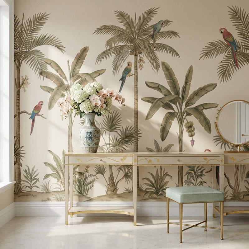 Papier peint nuances de palmier tropical Shades Of Green, 120" x 96", Peler et coller