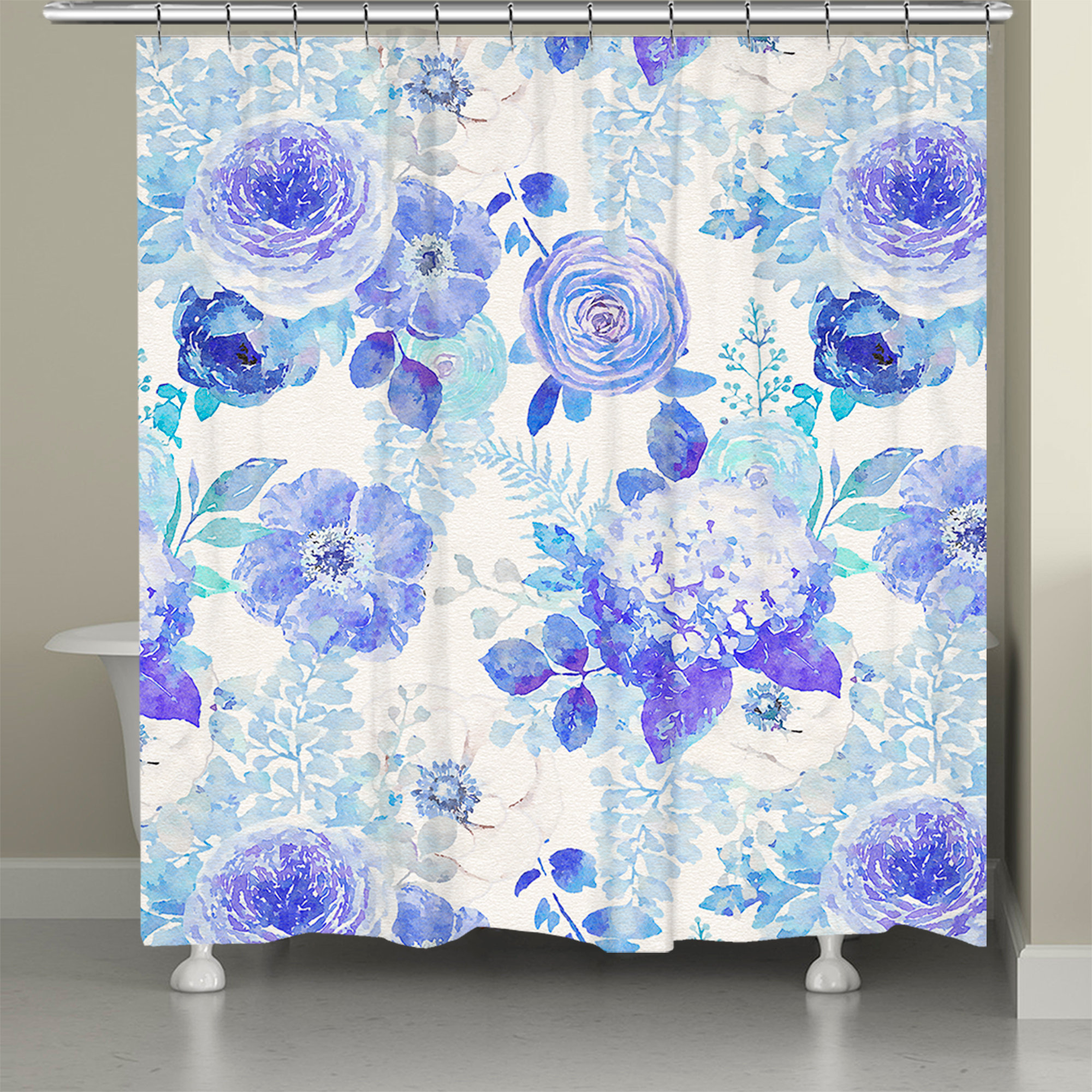 Kathy Ireland Home kathy ireland® HOME Blue Delft Floral Shower Curtain ...