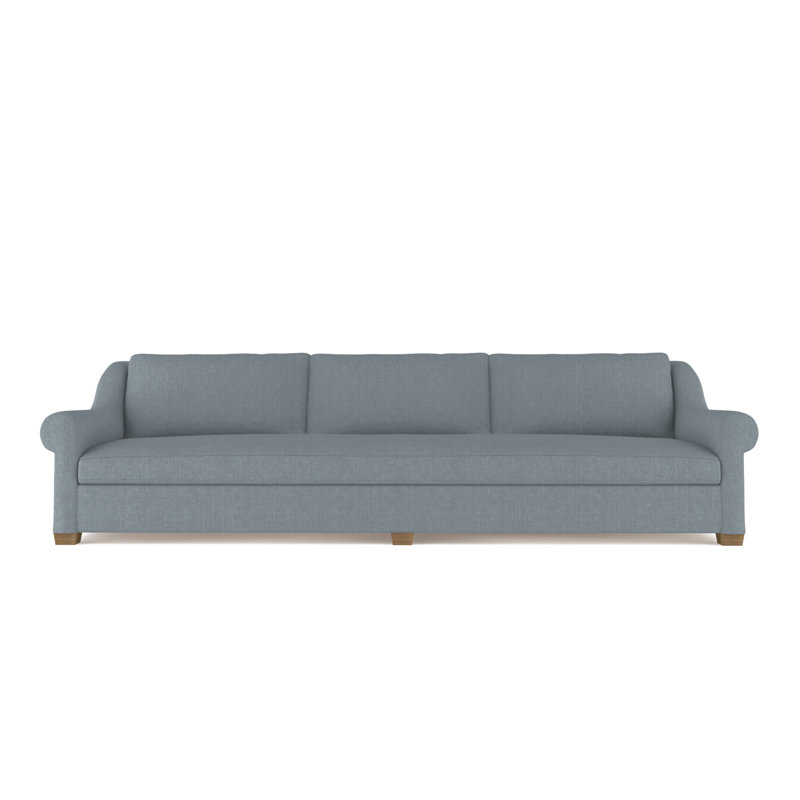 Thompson Rolled Slope-Arm Sofa, 32" H x 120" W x 46" D, Box Weave Linen Haze, Weathered