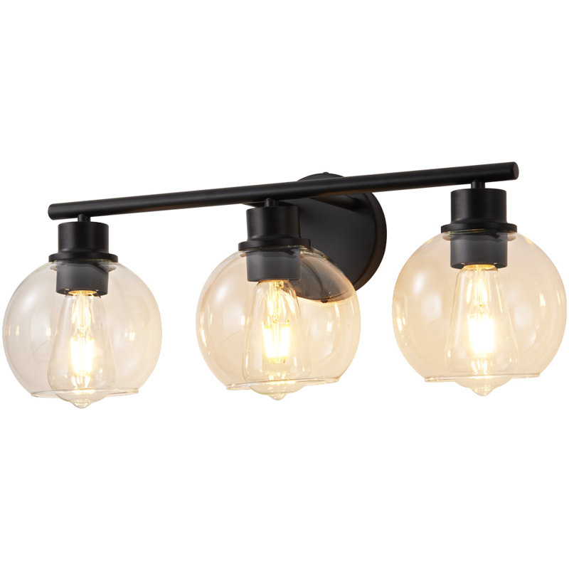 Aanay Dimmable Bathroom Vanity Light, 3, Matte Black