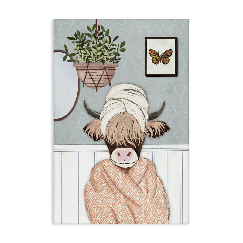 Art mural sur toile Highland Cow par JJ Design House, LLC., H 24 po x l 16 po