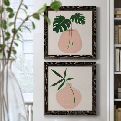 Simple Nature III - Ensemble de 2 peintures sur toile encadrées