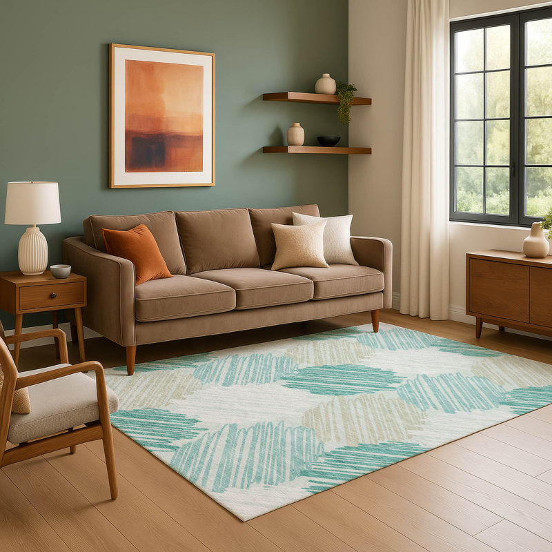 Premium Machine Washable Lonon AMF1942 Geometric Rug, Rectangle 10' x 14'