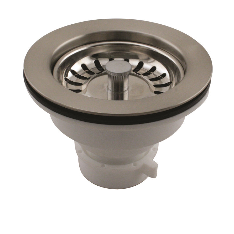 4-3/8" Push-Pull Style Kitchen Sink Basket Strainer, Polished Chrome