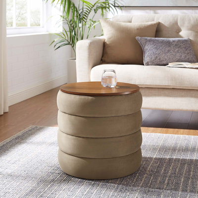 Modway Mezzo 17.3" Wide Velvet Round Storage Ottoman