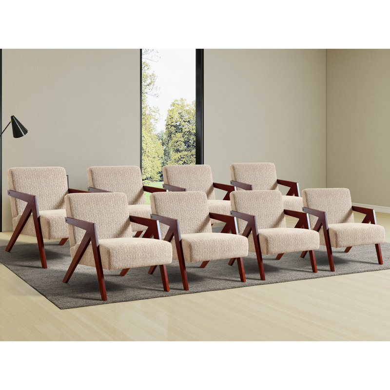 23.8'' Wide Modern Upholstered Soft Arm Accent chair With Solid Wood Legs (Set of 8), Mocha Brown