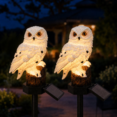 Kashina Solar Powered Owl Garden Decorations Integrated LED Pathway Light Outdoor Waterproof