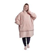 Brentfords Extra Long Teddy Fleece Blanket Hoodie Oversized for Women Men  Adult Wearable Throw Soft Giant Sweatshirt,One Size Sage Green