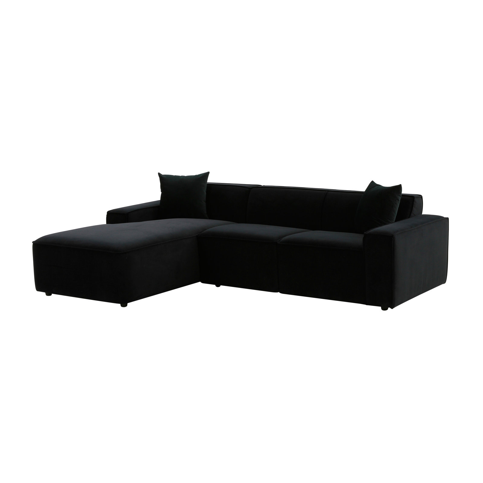 Linen Sofa and Chaise, Left Hand Facing, Black Linen