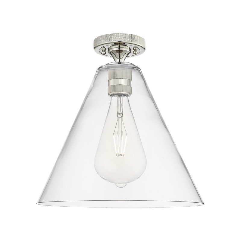 Saavedra - 1 Light Berkshire Flush Mount, Clear, 9.63" H x 12" W x 12" D, Polished Nickel
