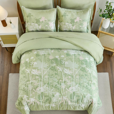 7 Piece Dandelion Botanical Plant Comforter Bedding Set