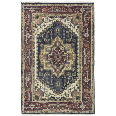 Kroth Oriental Handmade Hand-Knotted Rectangle 4' x 6' Wool Area Rug in Blue/Brown -  Darby Home Co, 495BFBCE2CAD49769F1D8072EF8AAF91