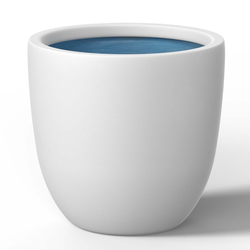 Pot à fleurs fait à la main Larney, H 9 po x l 9,84 po x P 9,84 po, Blanc vif (intérieur amélioré)