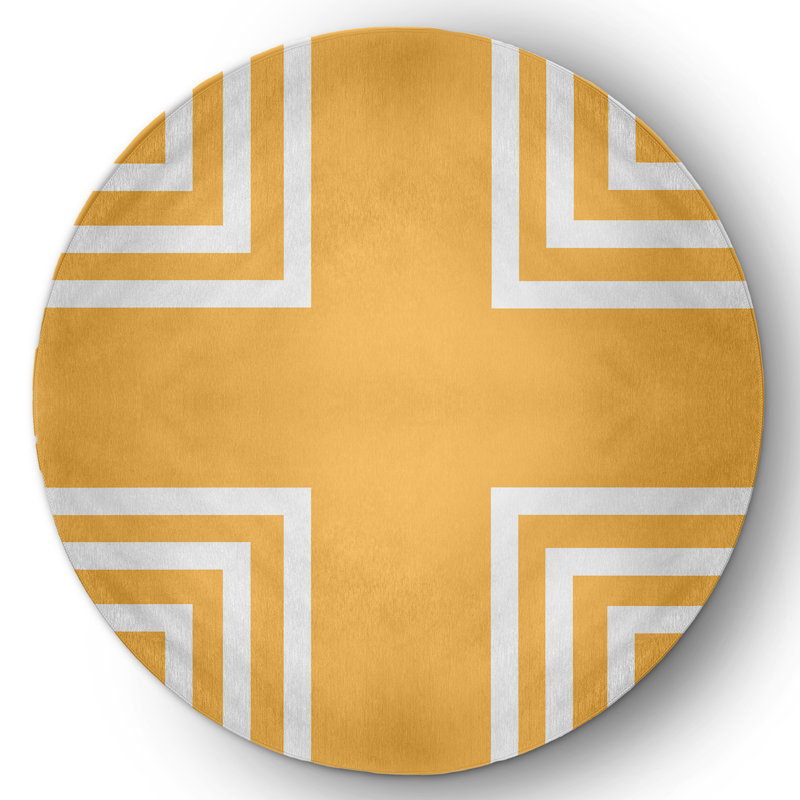 Chenille Geometric Indoor Rug, Round 5'