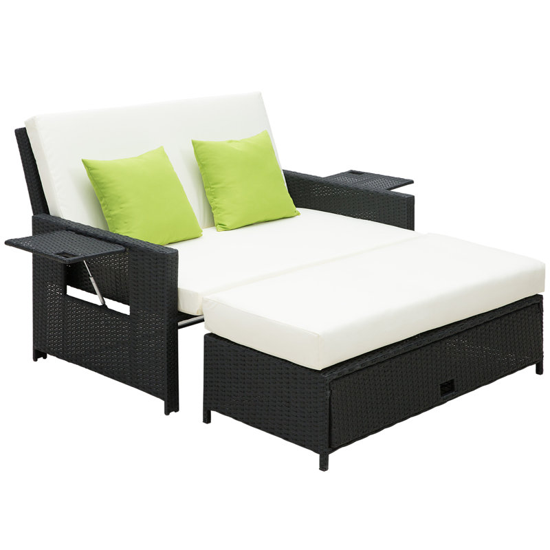 Sequim Straight Patio Daybed with Cushions, Black