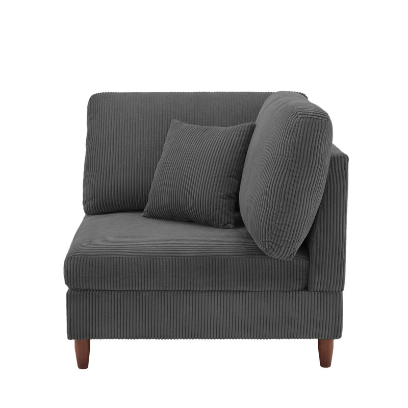 Mordecai 95Cm Wide Side Chair, Grey Corduroy