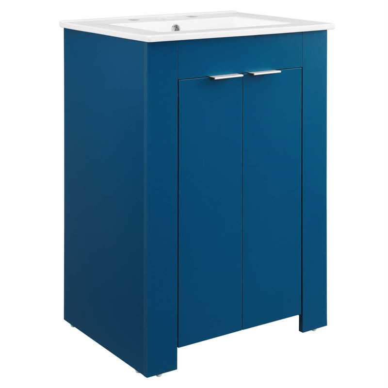Maybelle 24" Bathroom Vanity by Modway, Navy, White