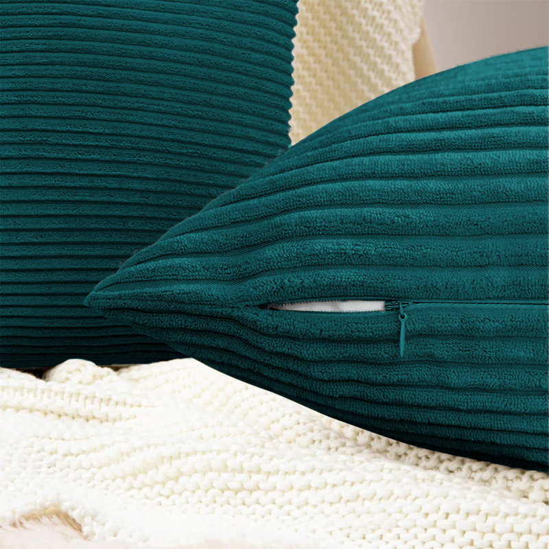 Striped Square Euro Cushion Cover, Teal