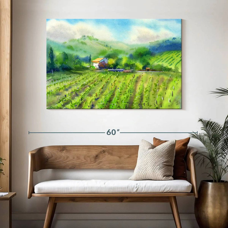 Paysage viticole, H 32 po x l 48 po