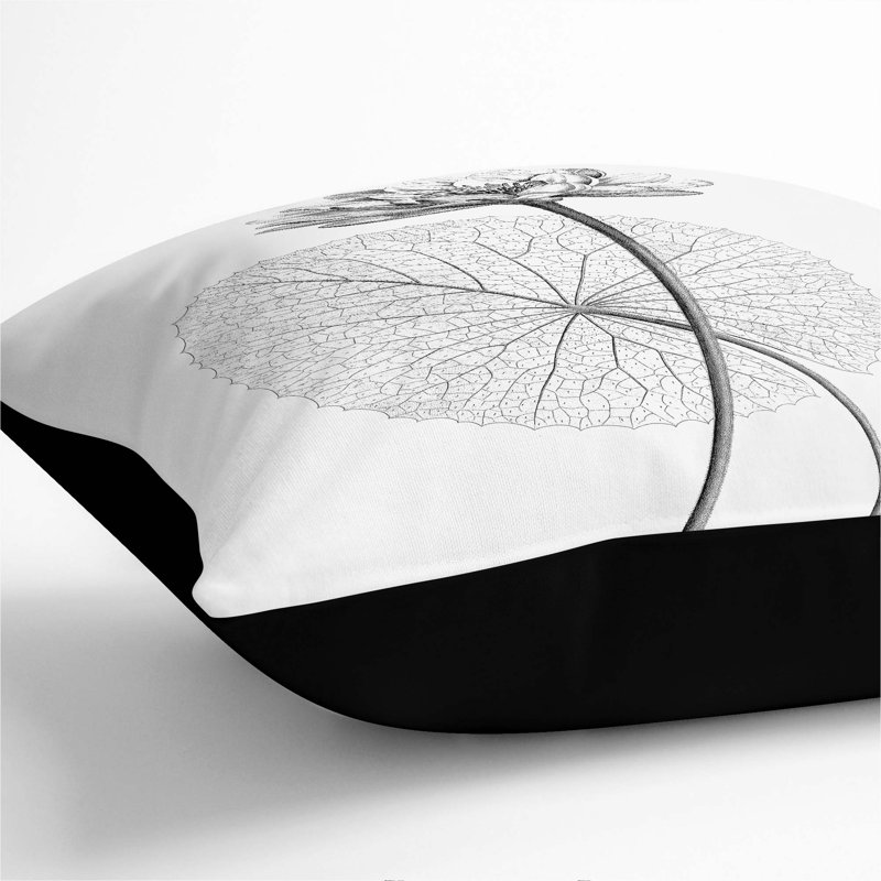 Floral Square Throw Cushion, Black, 40cm H x 40cm W x 15cm D