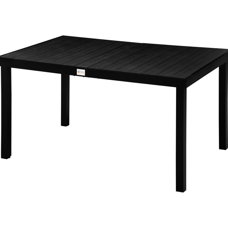 Rectangular Outdoor Dining Table For 6, Aluminum Legs, Waterproof Black , Suited Garden And Patio 6 , Feature, Water- Lawn Enchanting Time