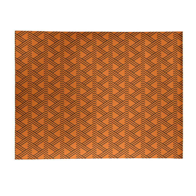 Tapis orange/noir fait main, Rectangle 9 pi x 12 pi