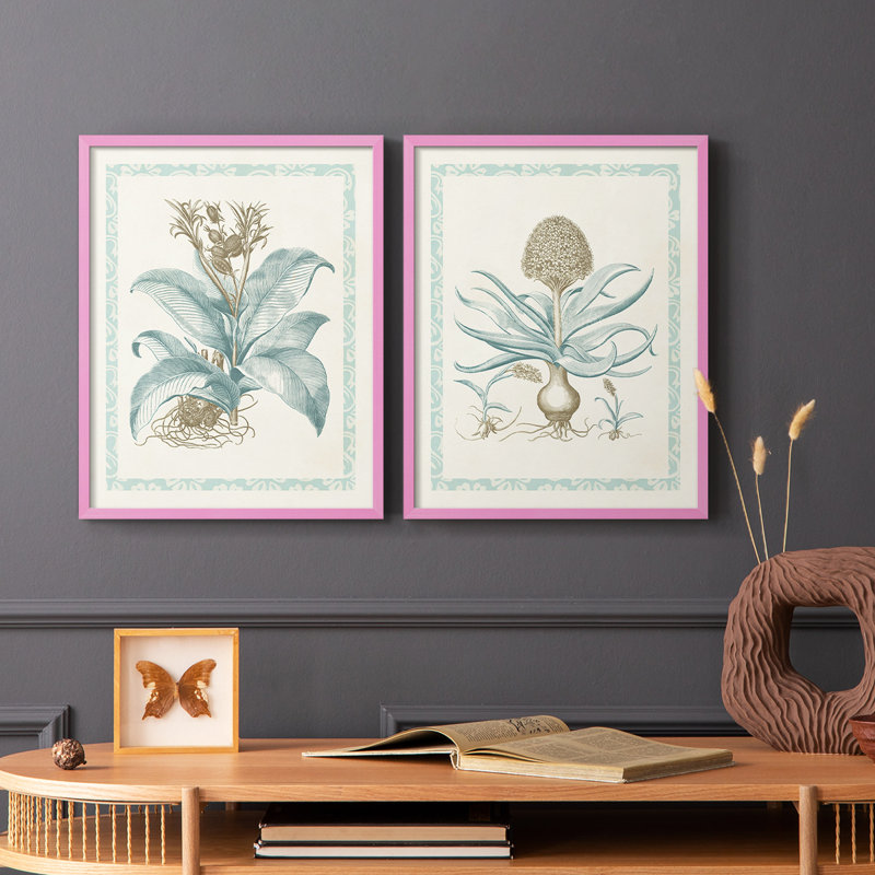 Willow Blue Besler III-Premium Framed Print -Ready to Hang - No Nails Required - No Nails Required, 11" H x 18" W, Pink