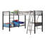 Lit superposé simple en L avec bureau Ballarat - gris et argent