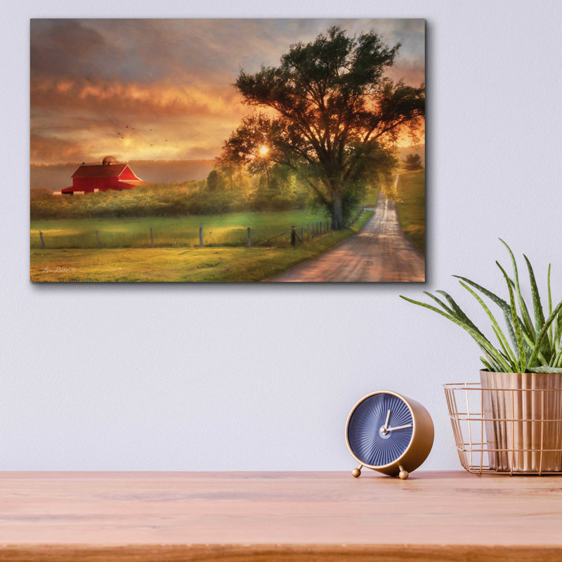Country Lane Sunset - impression sans cadre, H 12 po x l 16 po x P 0,13 po