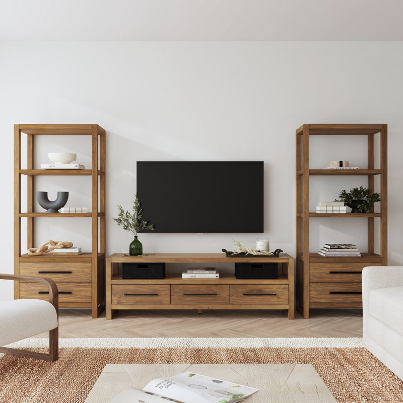 Modica 127" Pine Entertainment Center, Honey Brown