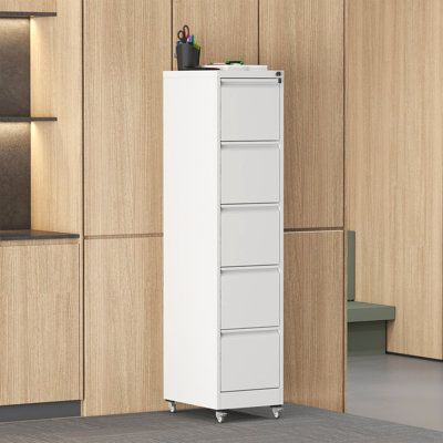 Classeur vertical en métal 5 tiroirs avec roulettes verrouillables, armoire de rangement en métal robuste
