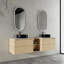 Ensemble de meuble-lavabo double mural 72 po avec lavabo vasque en céramique, portes à fermeture douce et tablette de rangement ouverte 72 po, finition chêne blanc américain-533088806