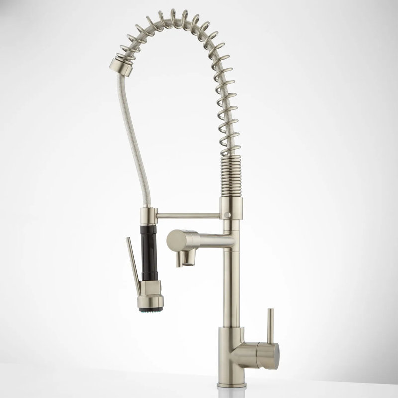 Levi Pull Down Single Handle Kitchen Faucet with Accessories, Brushed Nickel