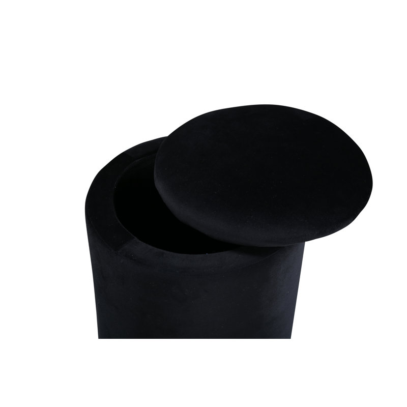 Darence 32cm Wide Round Pouffe Ottoman, Black