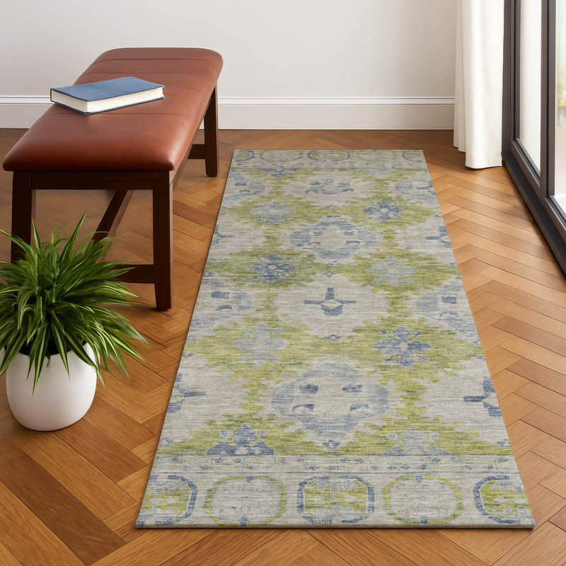 Premium Machine Washable Lubbers AMF1760 Border Rug, Runner 2'3" x 7'6"