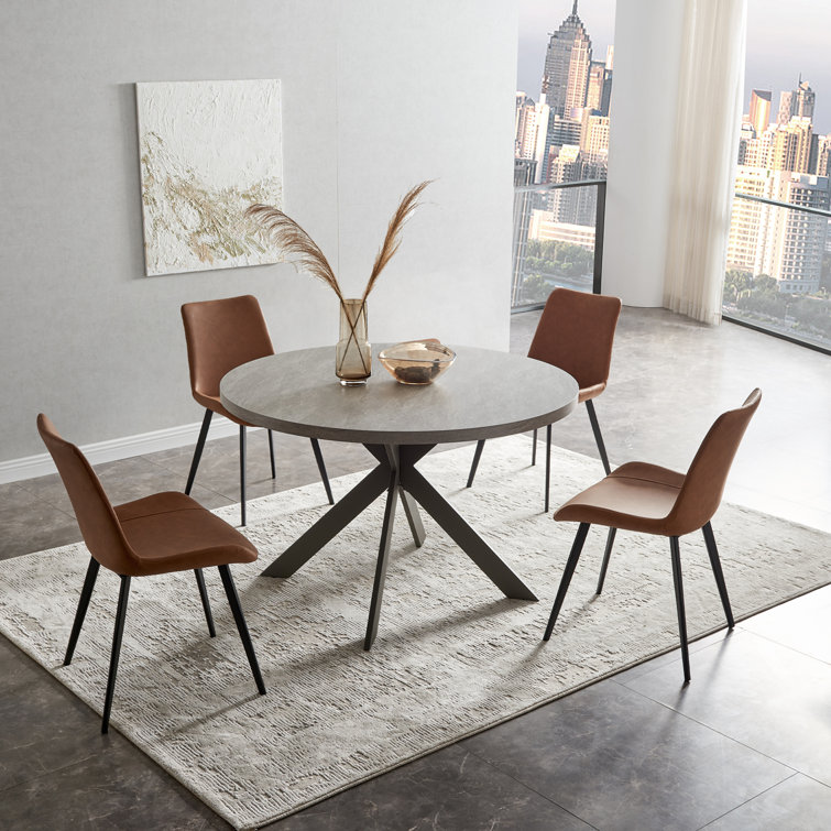 Ensemble de table de salle à manger 46 po, table de cuisine moderne pour 2 à 4 personnes, pieds en acier, ensemble de salle à manger à piédestal avec chaise H 32,4 po