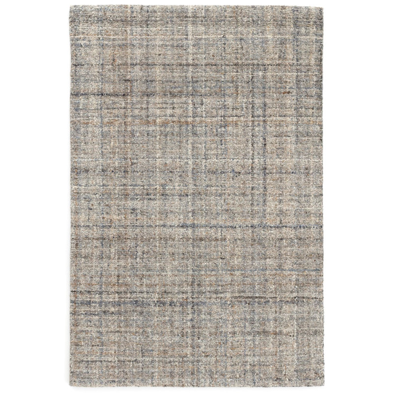 Harris Blue/Brown Hand Micro Hooked Wool Rug, Rectangle 2' x 3'