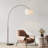 Mason 81" Modern Adjustable LED Arc Floor Lamp with Bronze Finish, Fabric Drum Shade, and Weighted Marble Base, Bulb Included-62954052