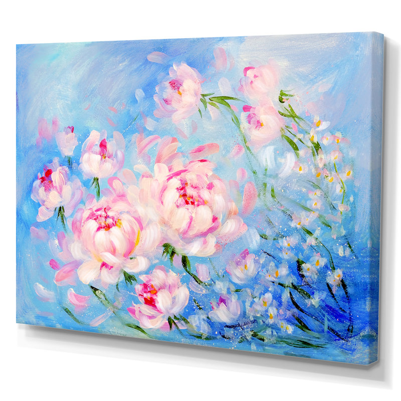 «Blooming Pink Peony Bouquet», reproduction sur toile, H 30 po x l 40 po x P 1,5 po, Toile tendue