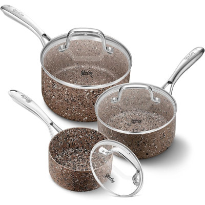 Granite 3 Quarts Non-Stick Aluminum Saucepan Set