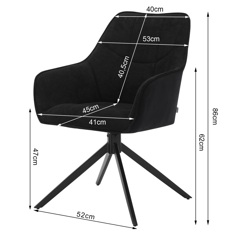 Zaha 47cm H Upholstered Metal Armchair, Black, 2